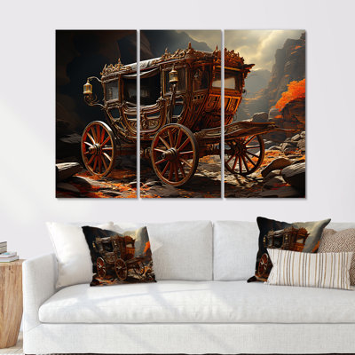 «Fantasy Cart Adventure - Old American Cart», ensemble d'art sur toile