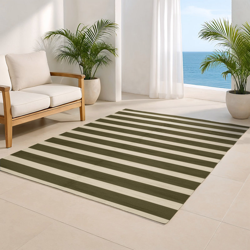 HorizontalStripes Brown Indoor and Outdoor Area Rug, Rectangle 2' x 3'