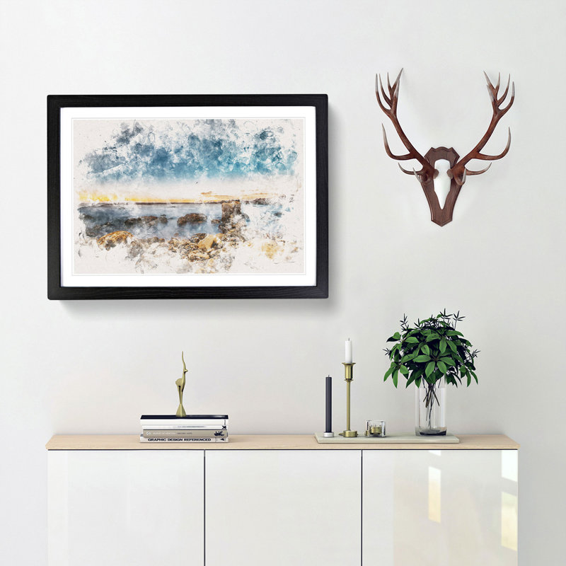 Ocean View - Picture Frame Graphic Art Print, 62cm H x 87cm W x 2cm D, Black Framed
