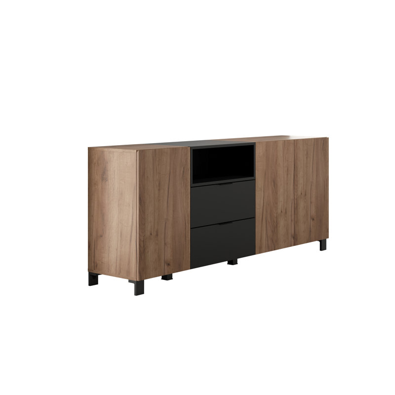 Marlita 185 Cm Wide 2 Drawer Sideboard, Oak Kraft Tobacco/Black