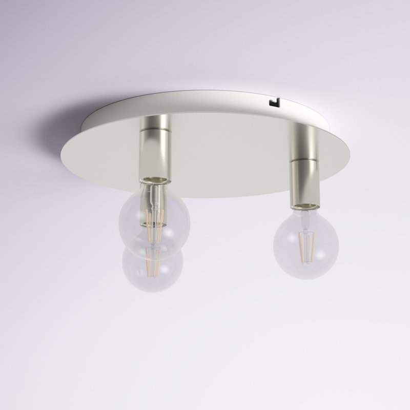 Plafonnier encastré 14 po à 3 lumières Jada, Nickel brossé