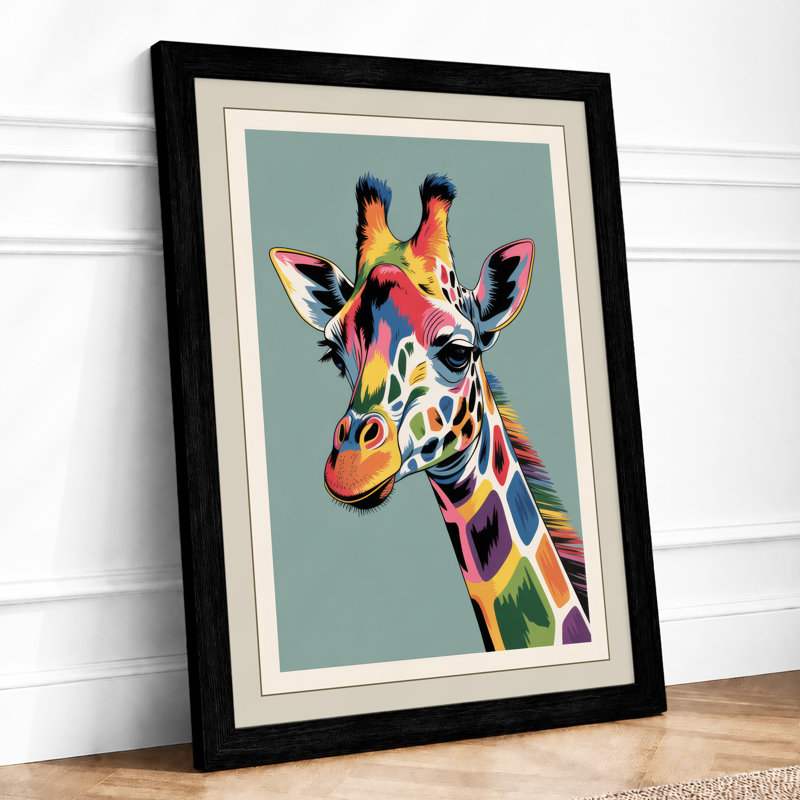 Chromatic Giraffe Modern - Framed Print, A4 - 29.7 x 21.0 cm, Black