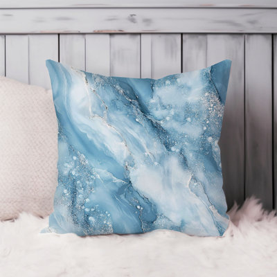 Abstract Blue Marble Agate Geode VI Modern Throw Pillow Cover