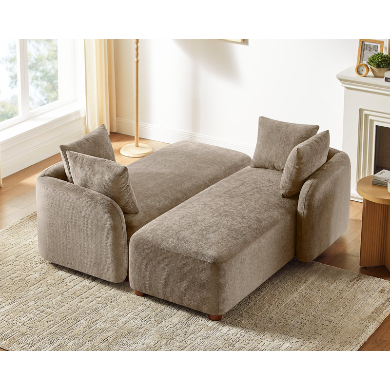 Chaise longue moderne rembourrée (ensemble de 2), Brun