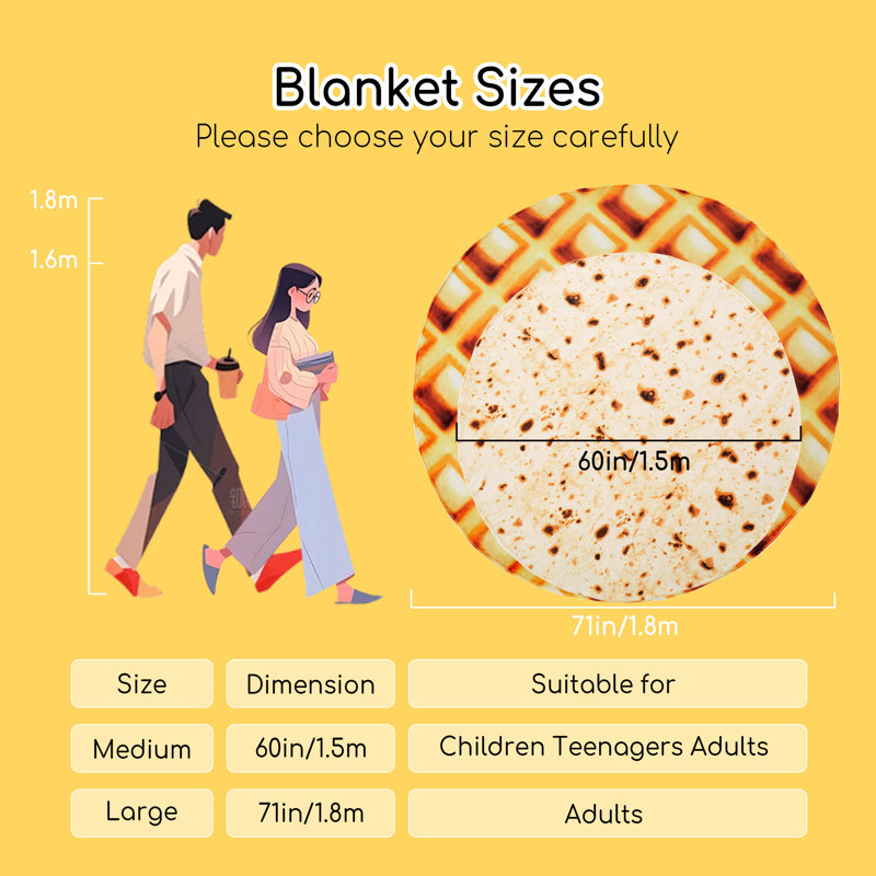 Round Wrap Blanket, 60" W x 60" L, Waffle