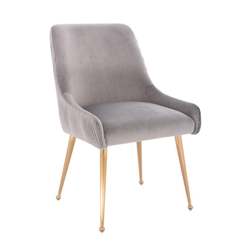 19'' H Velvet Upholstered Armchair, Gray, 2