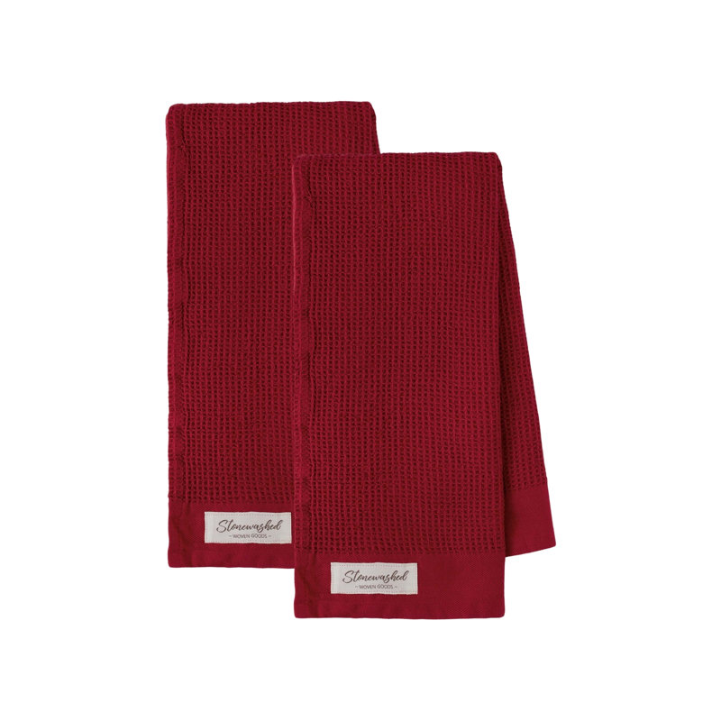 Ensemble de 2 torchons lavés, Rouge