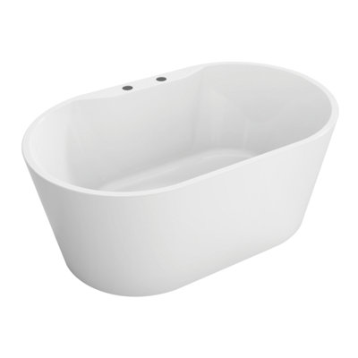 Kingston Brass Aqua Eden 55-Inch Acrylic Oval Double Ended Freestanding Tub with Drain
