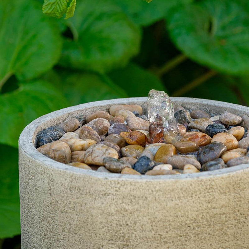 Evita Hand Crafted Weather Resistant Column Fountain, Graystone