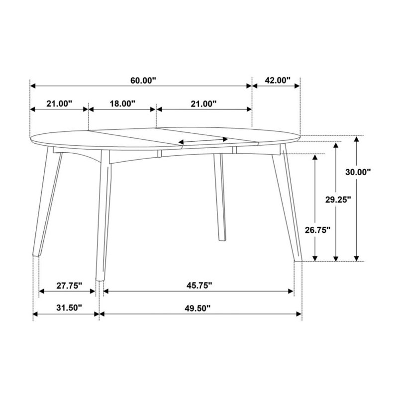 Oval 60-Inch Extension Leaf Dining Table, Dark Walnut