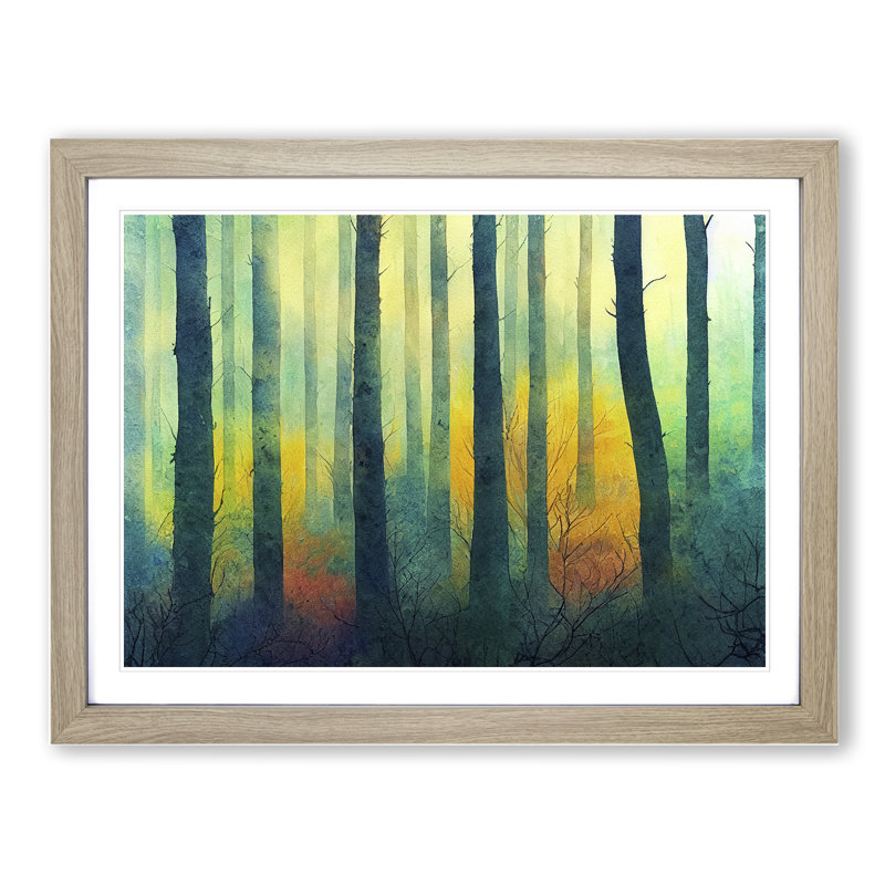 Forest in Colour 1 Piece Single Picture Frame Wall Art, 34cm H x 46cm W x 2cm D, Oak