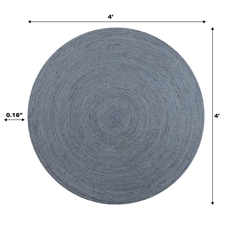 Tapis bleu tressé Kelliana, Rond 4 pi