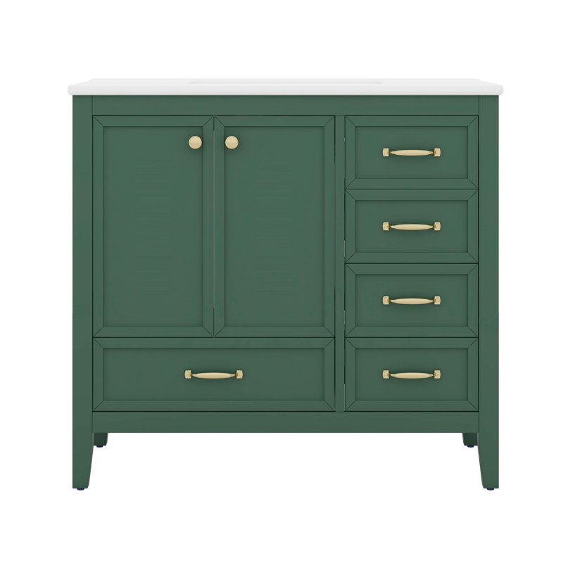 Armoire de rangement murale flottante 36 po avec 2 tiroirs 36 po, Vert