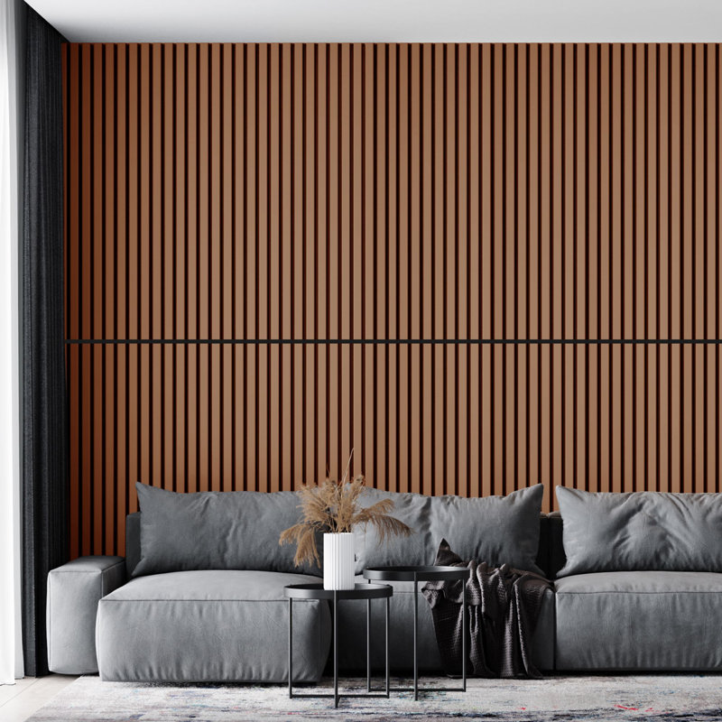 4 panneaux muraux à lattes de 23,6 po x 47,24 po, panneau mural 3D en bois pour murs et plafonds, 31 pi. Ca., Noyer