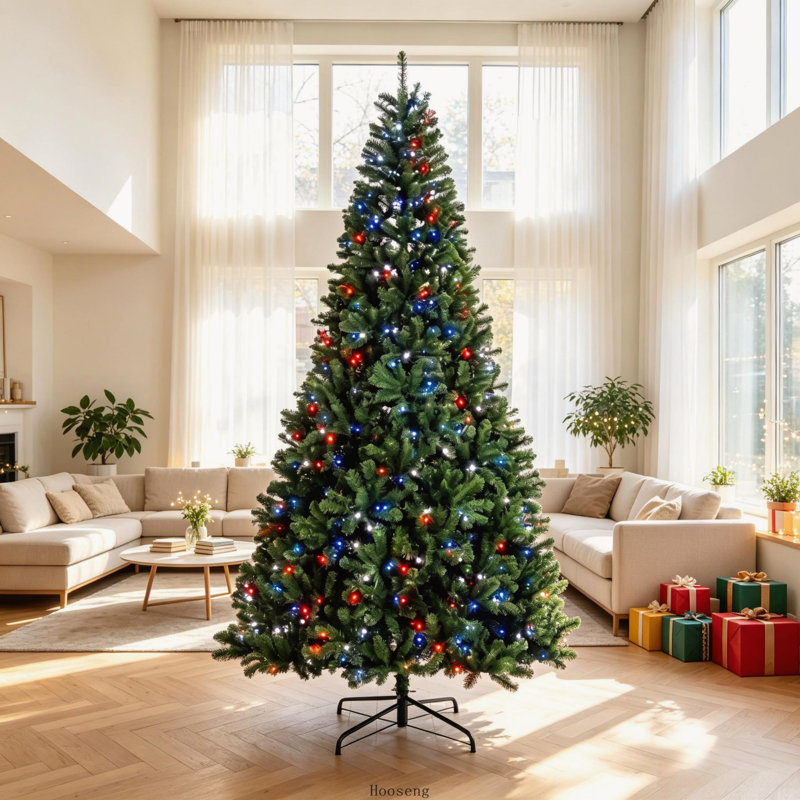 Sapin de Noël pré-illuminé de 2,74 m avec lumières DEL dynamiques RVB, télécommande et minuterie quotidienne