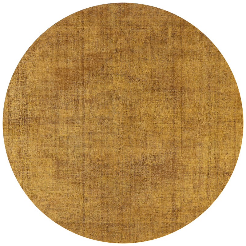 Tapis doré à motif abstrait Ronja, Rond 8 pi