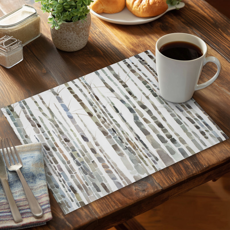 Birch Trees Forest White Polyester Placemat | Home Decor