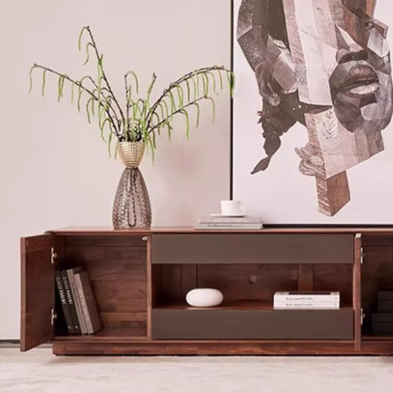Meuble télé au design rétro et minimaliste, 19.68"H x 78.74"L x 16.53"W