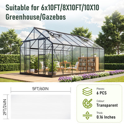 Panneau en polycarbonate 5 pi x 2 pi (6 pièces)