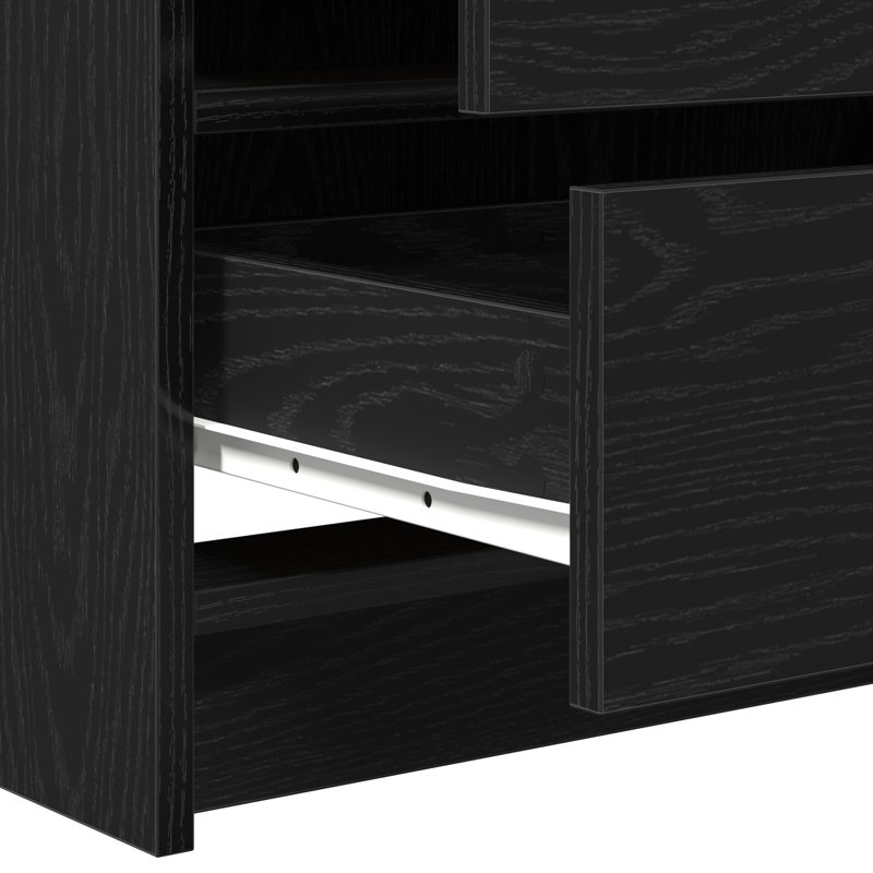 Set Of 3 Engineered Wood Standard, Black Oak