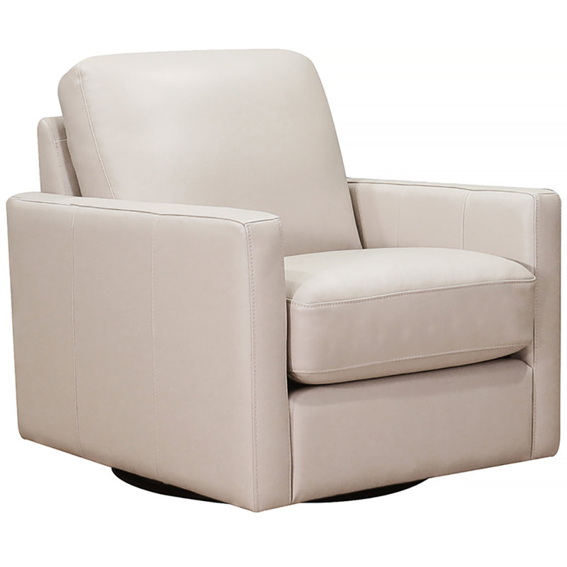 Vara Top Grain Leather Swivel Chair, Dillon Ice Gray Genuine Leather