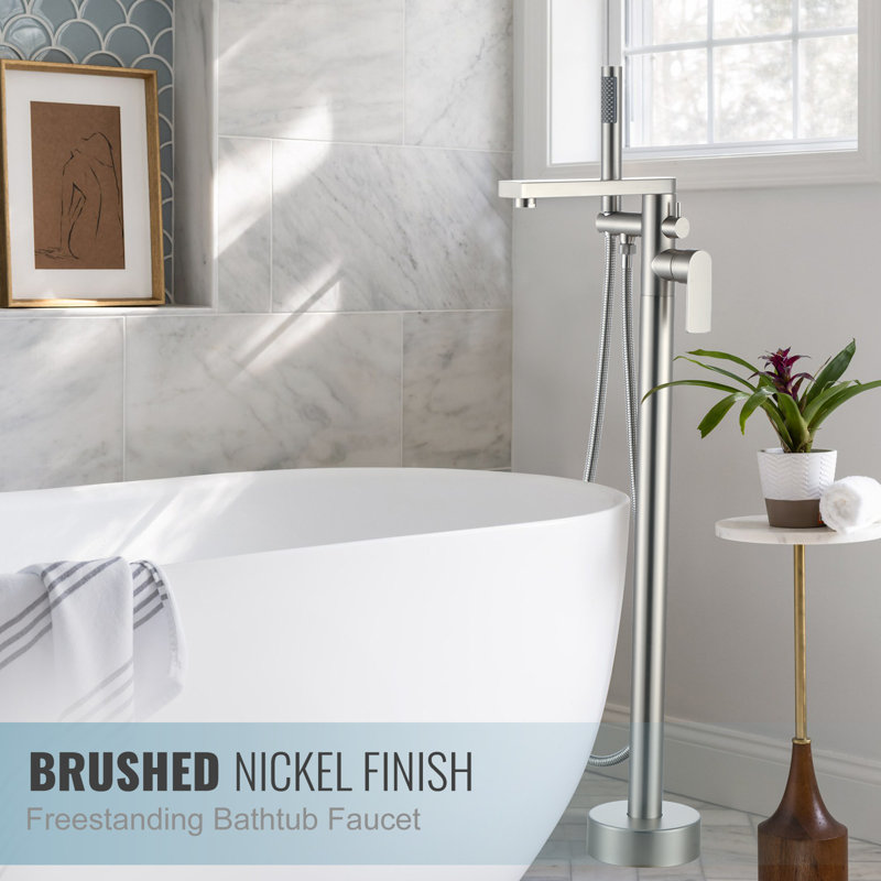 Brushed Nickel Single-Handle Floor Mount Tub Faucet