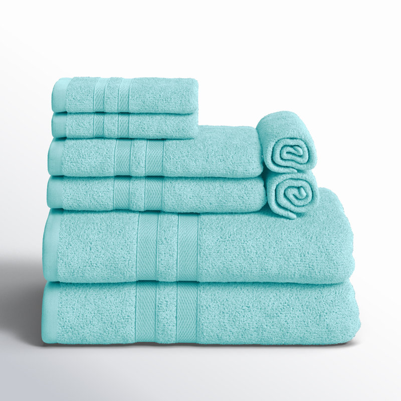 Winthrop Ultra Soft Quick-Drying 8-Piece Cotton Towel Set, Cyan