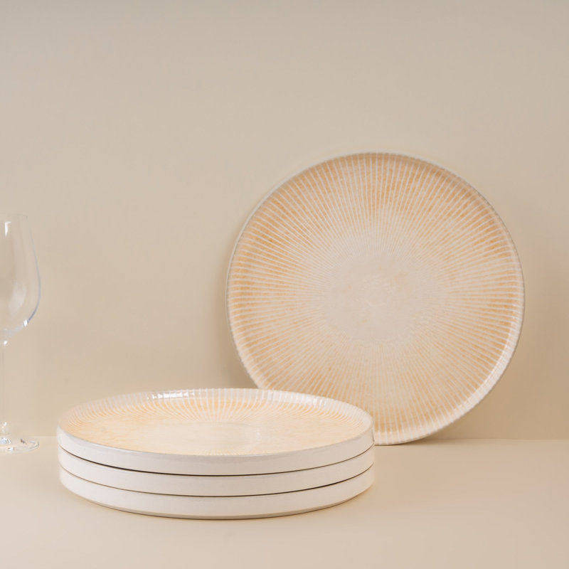 Assiette empilable en porcelaine à bord court, sable, 10,6 po