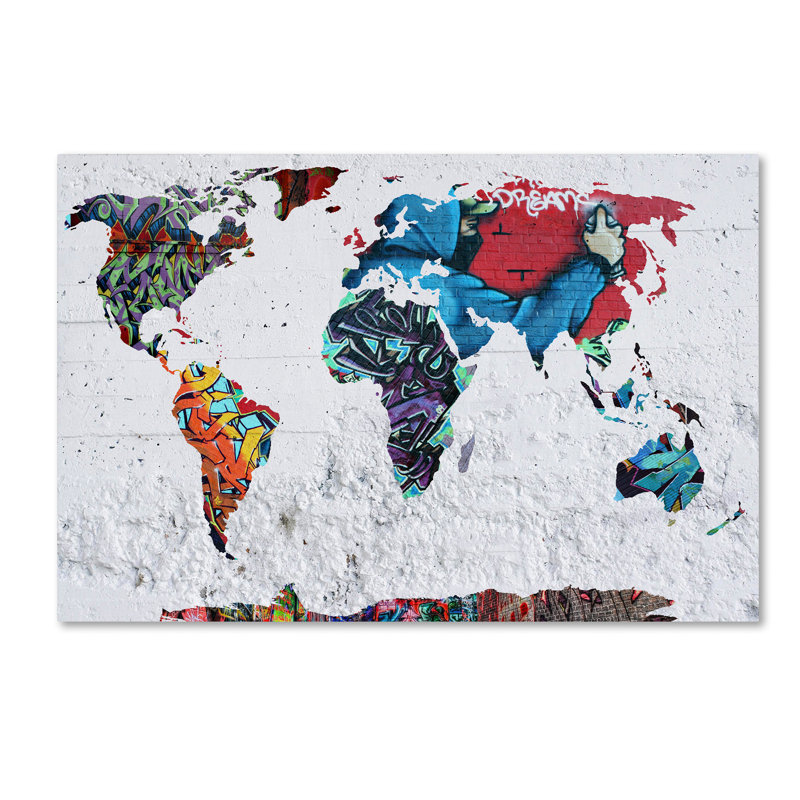 « map graffiti », reproduction d’impression sur toile tendue, H 22 po x l 32 po x P 2 po