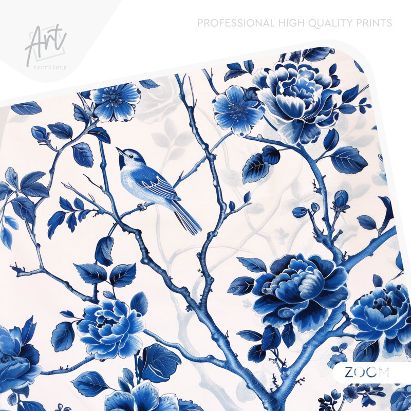 Adhésif décoratif classique bleu chinois amovible sans dommages, H 85 po x l 48 po