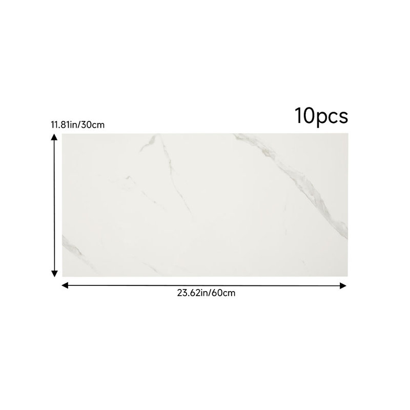 Polyvinyl Chloride (PVC) Peel and Stick Field Tile, 30 cm x 60 cm, White