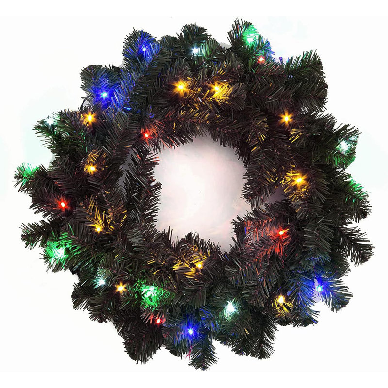 Faux Lighted PVC 21.65cm Christmas Wreath, Multicolour