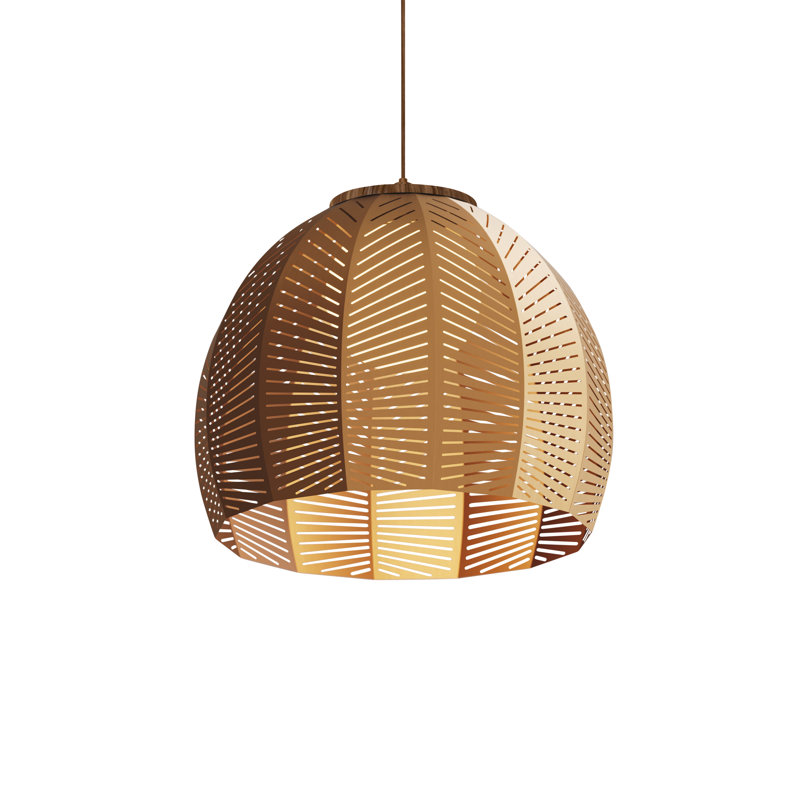 Luminaire suspendu en forme de dôme à 1 lumière DEL Amicus, 3500K, Noyer / or rose, H 13,5 po x l 15,8 po x P 15,8 po