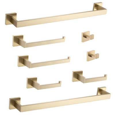 8 - Piece Bathroom Hardware Set - SUS304 Stainless Steel with Brushed Finish