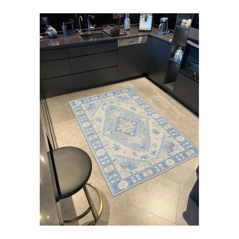 Tapis décoratif bleu et tapis lavable Blue Diamond, Rectangle 2 pi 4 po x 4 pi