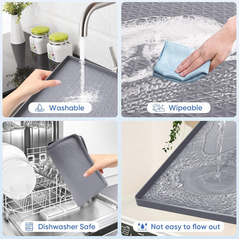 Non-Slip Silicone Washing And Dryer Countertop,Gray