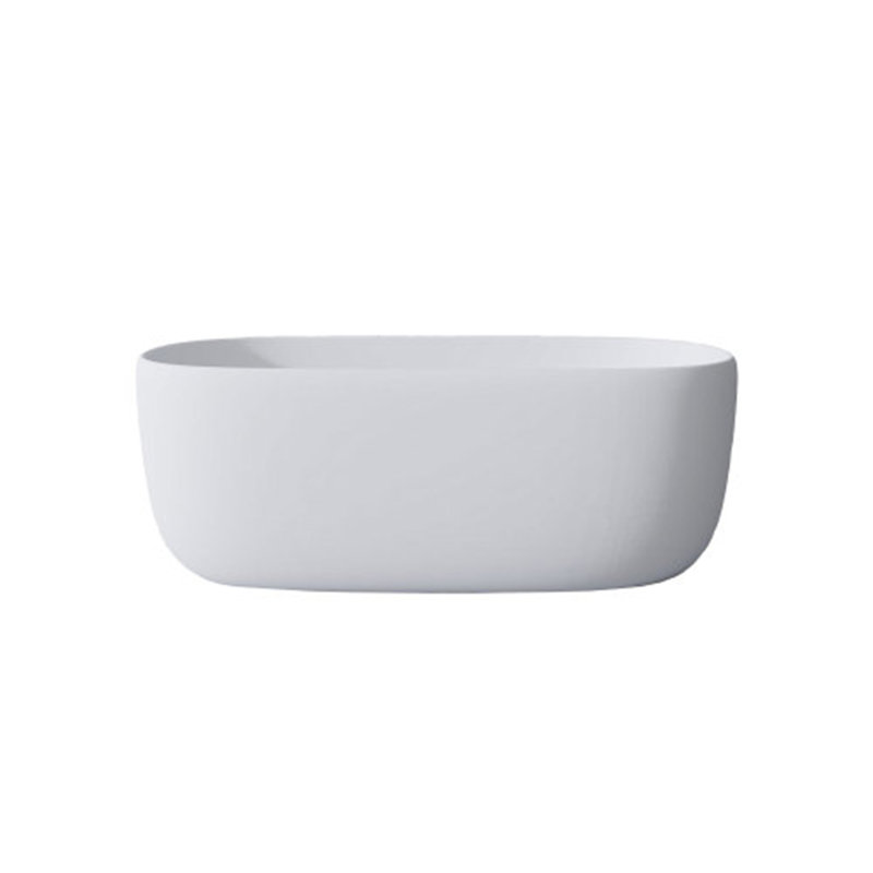 Freestanding Bathtub Resin Stone Soaking Bathtub Solid Surface Modern Tubs with Overflow and Pop-up Drain in White
