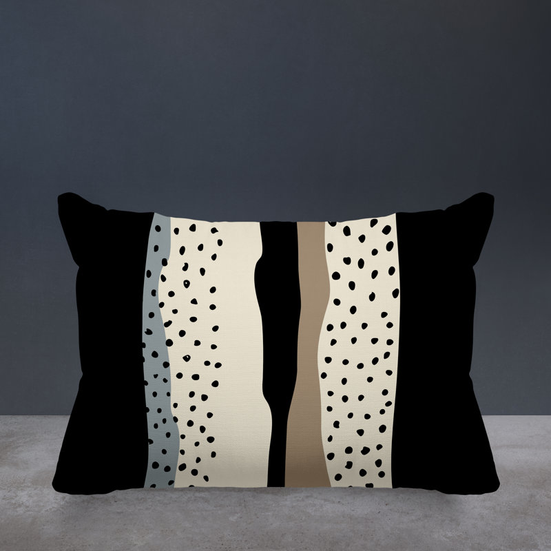 Coussin décoratif intérieur / extérieur en polyester filé Willow, Gris / blanc cassé / beige / noir