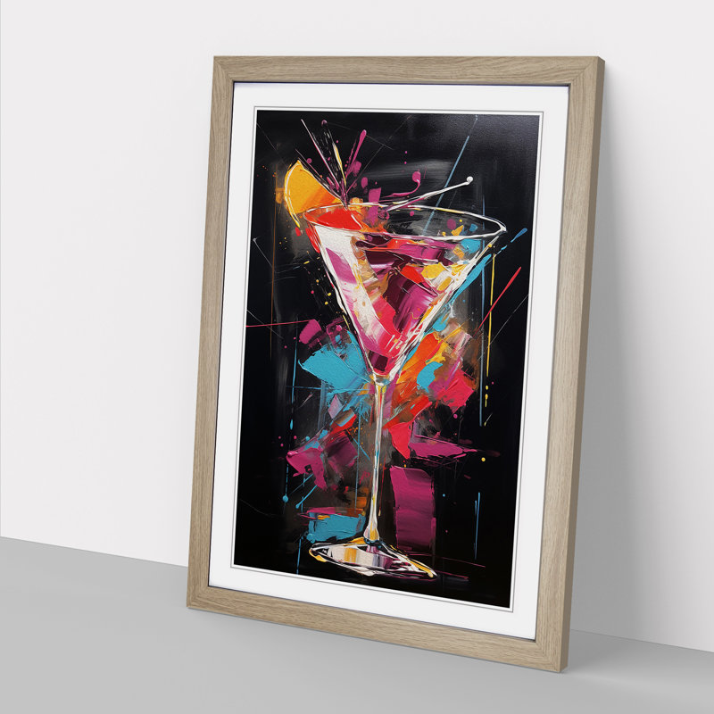 Cocktail Gestural - Framed Print, 64cm H x 46cm W x 2cm D, Oak Framed
