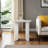 24"Catalina Travertine&Fluted Wood Accent Table/Kd