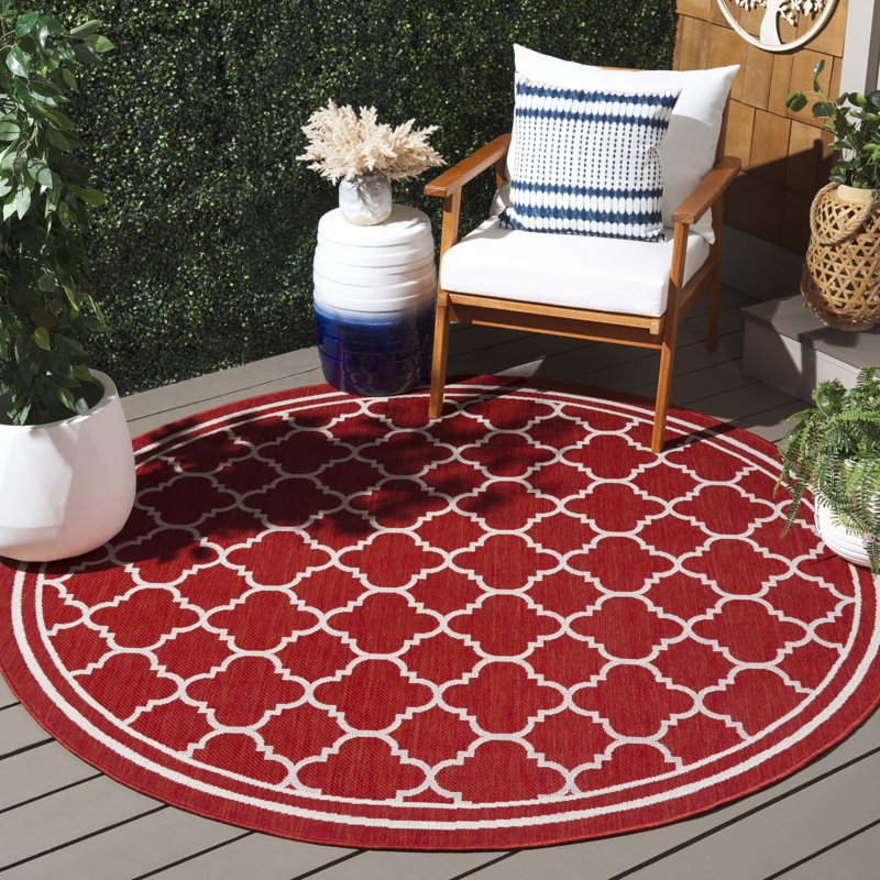Tapis d'intérieur / extérieur à motif géométrique Herefordshire Performance, Rond 6 pi 7 po
