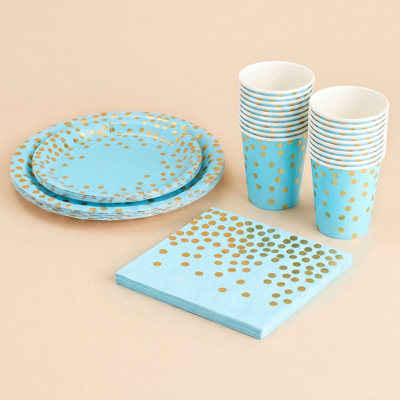 60-Piece Disposable Birthday Party Paper Tableware Set