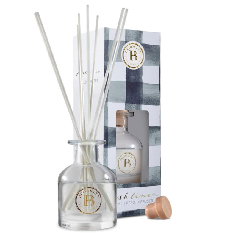 Brooklyn Fragrance Co. Aroma Reed Diffuser - Long Lasting Premium Fragrance - Fresh Linen Air Freshener For Home - Reed Diffuser For A Large Room - 100Ml