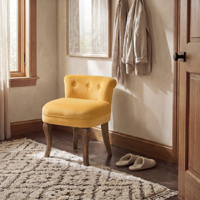 Fauteuil de coiffeuse avec pieds en bois massif Jonna