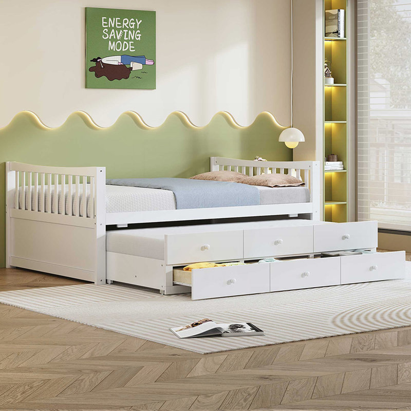 Lit de jour avec couchette et tiroirs, espace et style pour les maisons modernes, Blanc