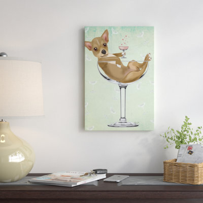 «Chihuahua in Cocktail Glass», impression sur toile