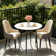 Round Dining Table And 2 Chairs Set, 3pcs Dining Room Sets For Restaurant Kitchen Office, 2-4 Seaters Marble Table And Light Khaki Microfiber Silicone Leather Kitchen Chairs Set Of 2