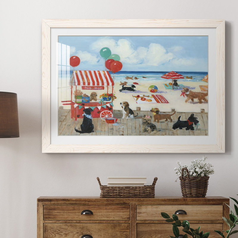 Beach Bark Park I - Reproduction d'art graphique sur papier encadré, H 31,5 po x l 23,5 po x P 1,5 po, Cadre blanc