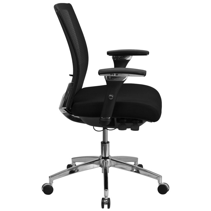 Ergonomic Mid-Back Mesh & Fabric Executive Swivel Chair in Black