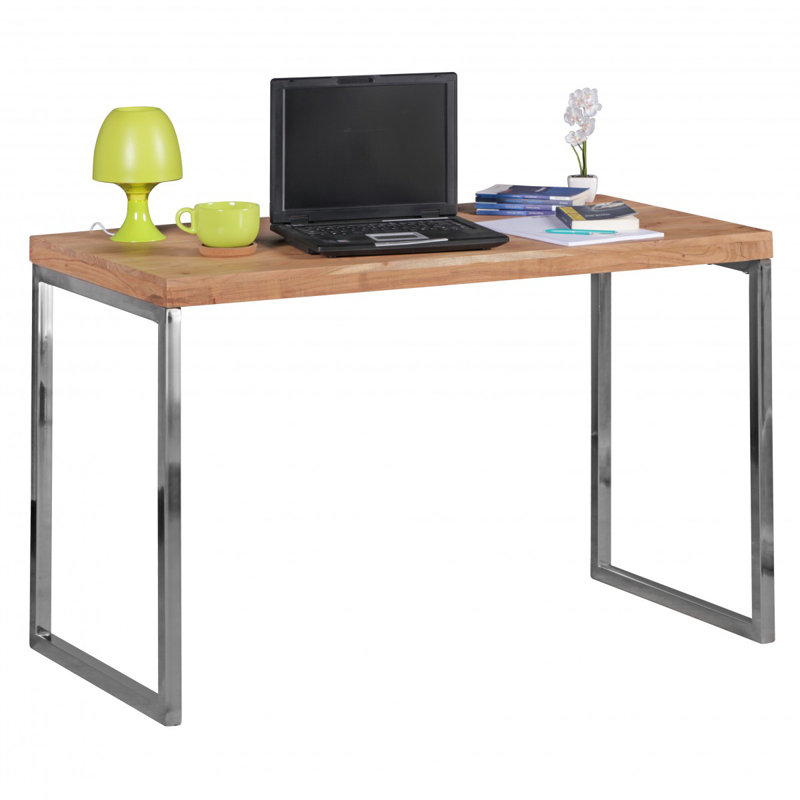Adan Metal Base Writing Desk, Light Brown